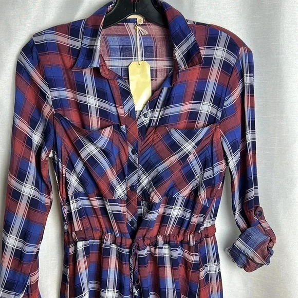 Y2K NWT, dress, plaid, ombre,cowgirl,preppy clueless,button front,academia - Picture 4 of 14